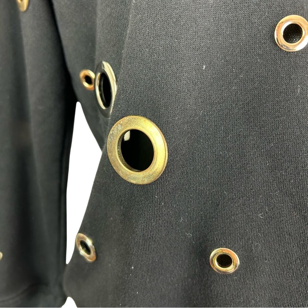 Kenzo Sweatshirt Women's Medium Black Eyelet Grommet Circular Accents Rare - Picture 4 of 8